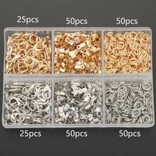 250pcs/Box DIY Jewelry Findings Assortment Including Lobster Clasps, Crimp Ends, Jump Rings, Open Connectors, Tongue Buckles, Key Rings, End Caps, Leather Cord Clamps, Etc. For DIY Bracelets, Anklets, Necklaces, Bag Charms, Jewelry Making Accessories - Accessory Set - View 9