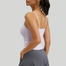 Women's Ruched Waist-Enhancing Yoga Top With Shockproof Fixed Cup Camisole Sports Bra. - Putih - View 2