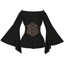 Stage Dance Wear - White + Khaki Belt - View 3