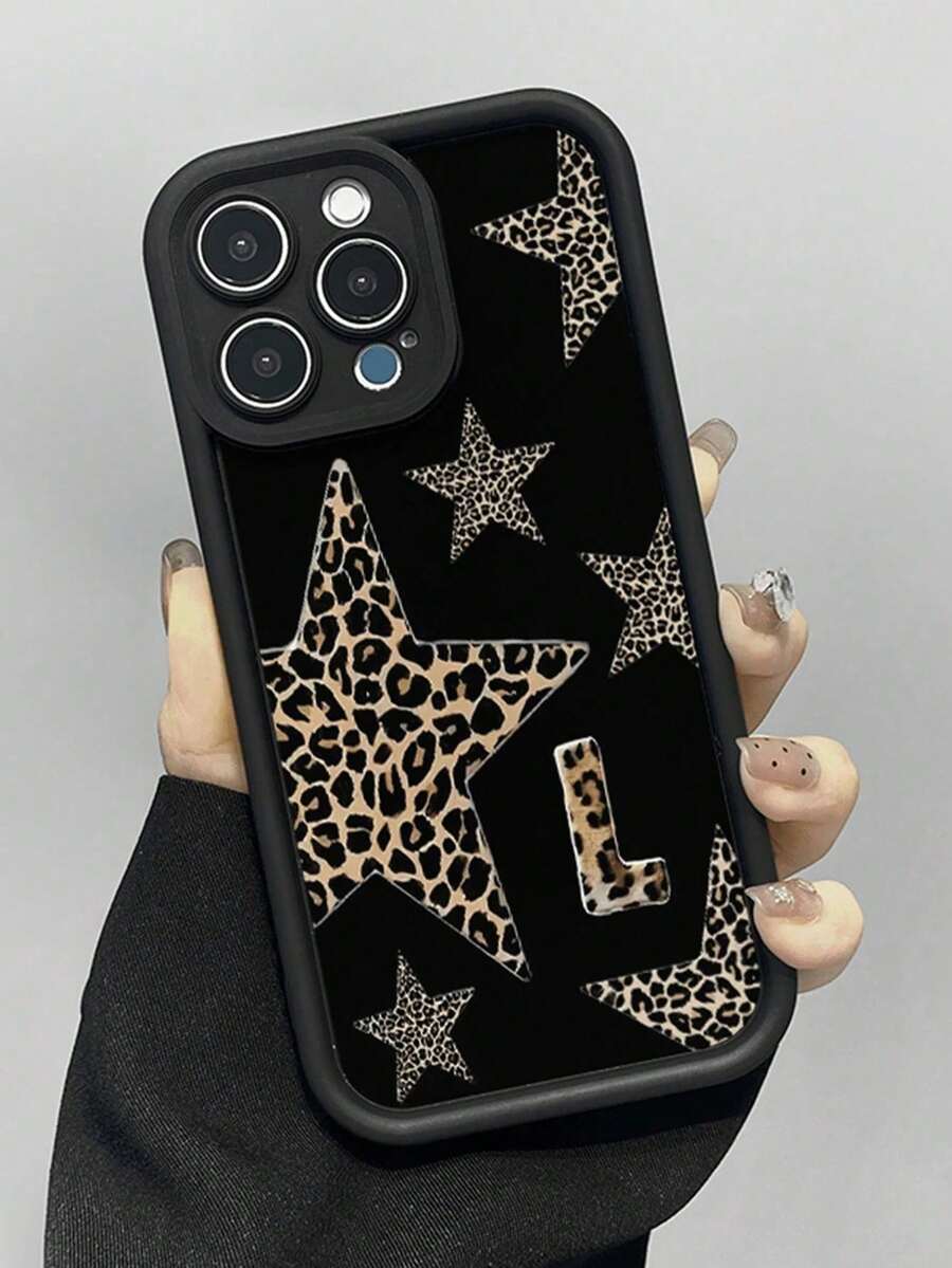 1 pieza Funda de teléfono a prueba de golpes con cobertura completa y diseño de estrella en blanco y negro compatible con Apple 17, 16, 15, 14, 13, 12, 11 Pro Max y Series, regalo de cumpleaños, versión internacional, no la versión nacional - Negro - Ver 1