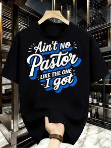 Camiseta de manga corta casual con estampado gráfico Aint No Pastor Like One I Got de verano 2026, cuello redondo, lavable aáquina, cómoda para diaria y actividades al aire l - Blanco - Ver 1