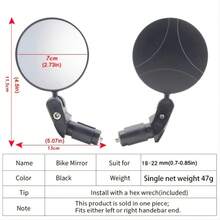 HD Wide-Angle Bike Rearview Mirror - 360° Rotatable Handlebar End Mirrors For Mountain & Road Cycling - Black - View 5