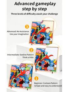 Puzzle Kayu 3D Hewan Kartun untuk Balita, Mainan Edukasi Jigsaw Asimetris untuk Melatih Koordinasi Mata dan Tangan - MultiWarna - View 6