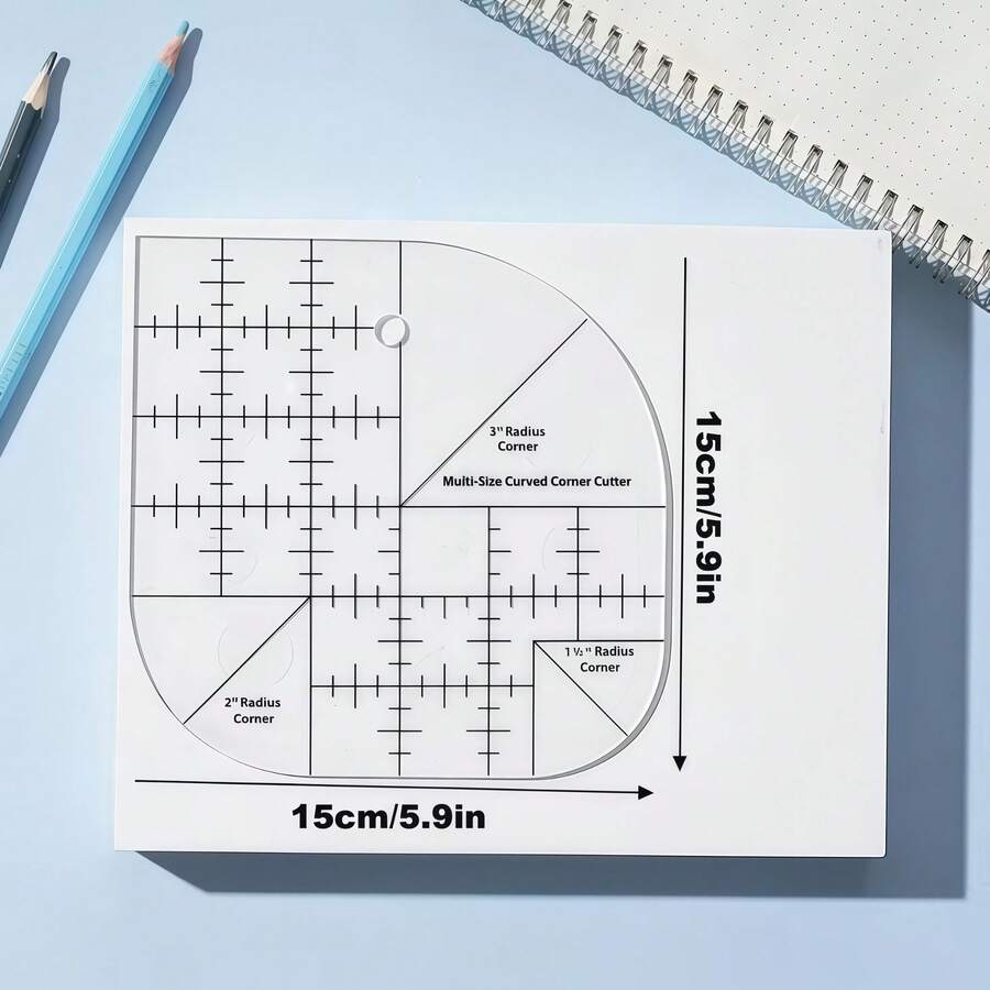 Curved Corner Cutter Ruler | Acrylic Sewing Patchwork Ruler Quilt Template | DIY Sewing Supplies Sewing Template Patchwork Tool | Curved Corner Cutter Ruler - A01 - View 1