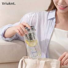 1 Pc Car Water Cup, 420ml Double-Wall Heat Insulated Glass Cup With Tea Infuser, Portable Travel Mug - Multicolor - View 8