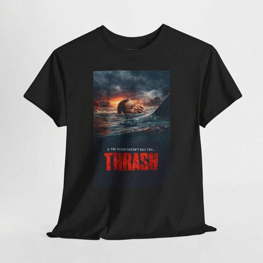 Thrash 226 Retro Movie Poster Horror Unisex Graphic T-Shirt - 黑色 - 查看 1