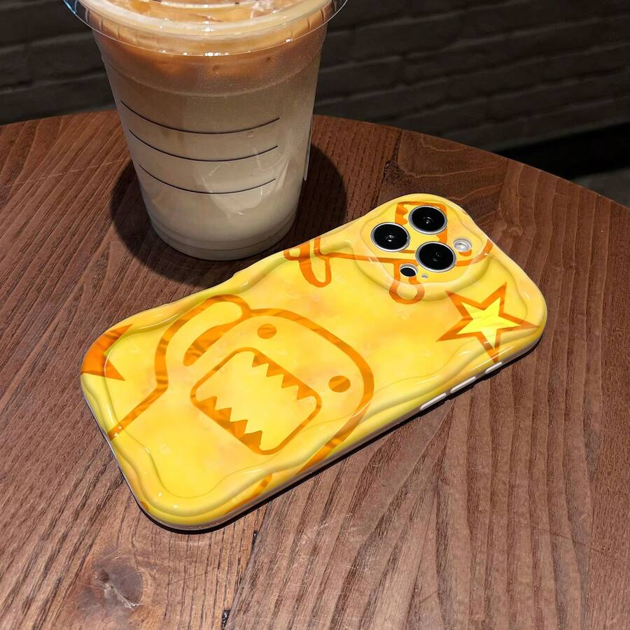 Orange Dome Star Pattern Phone Case. Compatible With Apple, , , And Honor Phones. Made Of TPU Silicone, They Offer Protection Against Bumps And Drops. - White - View 1