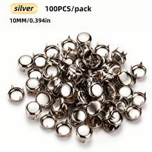 100入/包 10mm 金屬圓形四爪鉚釘 銀色皮革鉚釘 衣飾配件 包包 DIY - 多色 - 查看 12