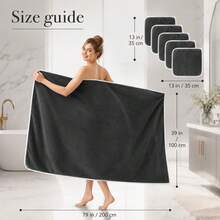 Oversized Bath Towel Set Of 6 Ultra Soft And Absorbent Microfiber Towels For Bathroom Gym Travel And Hotel Daily Use - Grey - View 3