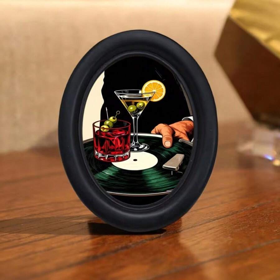 1件 3D黑色橢圓形復古相框，手工印花圖案轉印，萬聖節裝飾，感恩節裝飾，附掛鉤，迷人家居創意禮物