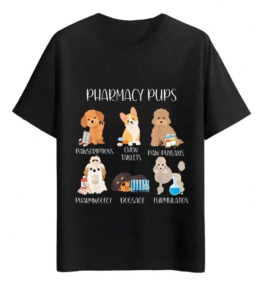 Pharmacy Dog T-Shirts With Tags - Black - View 1