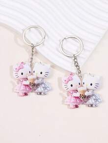 2 Pcs Multi-Function Decorative Pendant, Unisex Keychain With Shiny Cat Cute Cartoon Pattern, Backpack Accessory, Fun Pendant - Multicolor - View 6