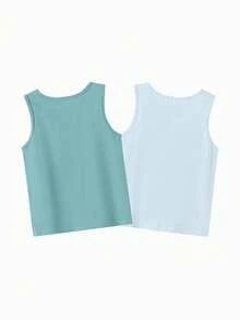 Balabala Boys Undershirt Vest 2026 New Autumn Soft Cotton Breathable Inner Wear Kids Sleeveless Top Comfortable Daily Base Layer - Blue-green Hue - View 2