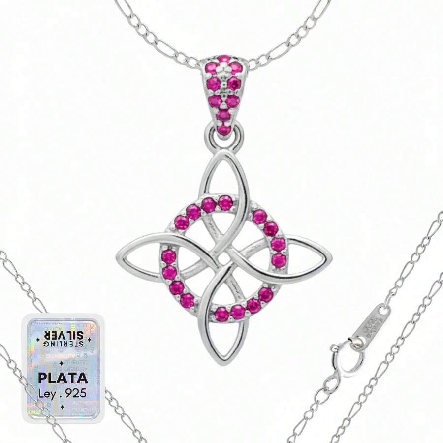 925 Sterling Silver Chain With Witch's Knot Pendant For Women - 羅莎 - 查看 1