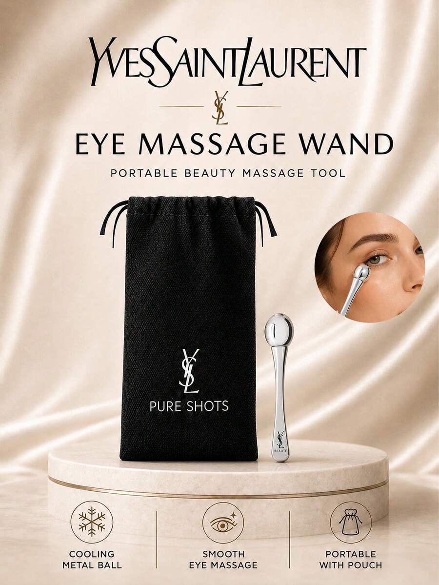 YSL Eye Massage Stick 7.5cm, Cool Metal Tip, Ergonomic Grip, Includes Branded Pouch, Soothes Eye Area, Perfect For Self-Use Or Gifting