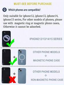 1pc Magnetic Minimalist Silicone Phone Ring Holder, Solid Color Magnetic Phone Grip Stand, Compatible With Apple And Android Phones, Some Models Require Magnetic Ring Accessory (Includes Magnetic Ring) - Multicolor - View 11