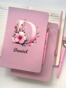 Personalized Laser Customized Vintage A5 Leather Bound Notebook, With Customized Soft Cover And Bookmark, Classic PU Leather Notebook, 1pc - Multicolor - View 2