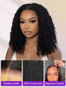OQ 200% Density 8-14 Inch Bleached Curly Bob Wig, 7x5 Inch Lace Front, Suitable For Beginners, Made Of 100% Unprocessed Virgin Hair, Breathable Mesh Cap, High Quality, Lightweight And Comfortable For Daily Wear - SNatural - View 5