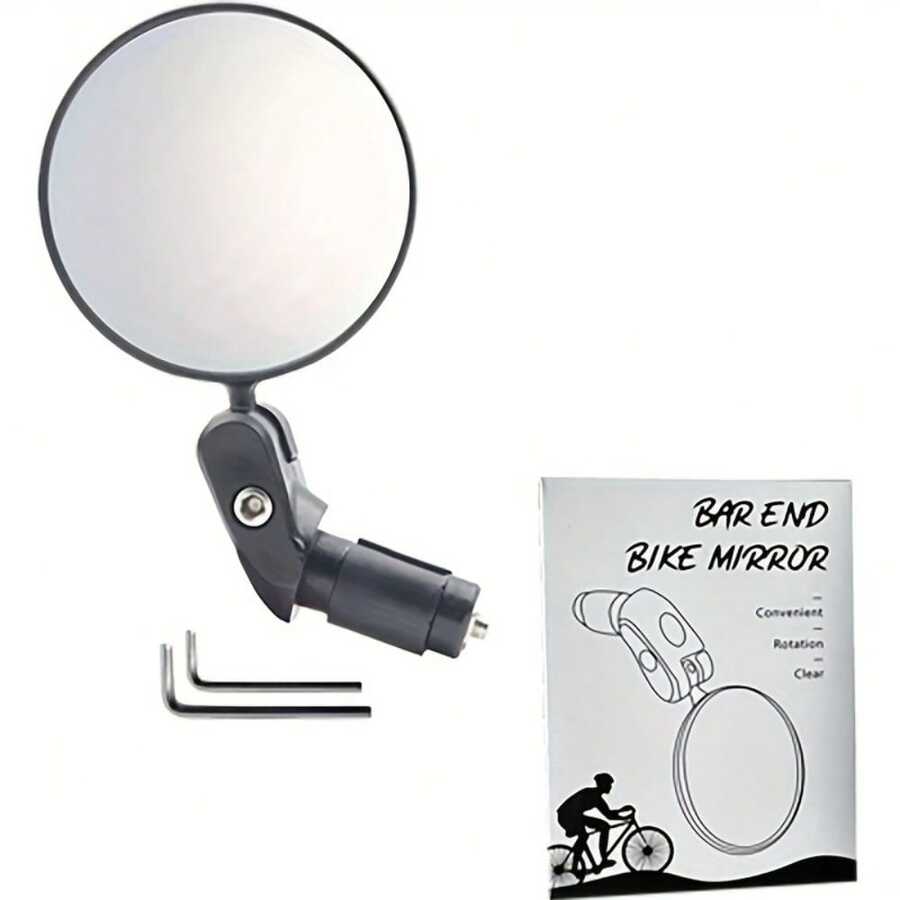 HD Wide-Angle Bike Rearview Mirror - 360° Rotatable Handlebar End Mirrors For Mountain & Road Cycling - Black - View 1