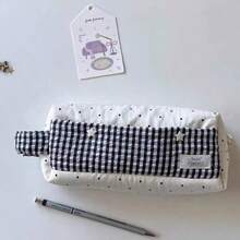 1 pieza Estuche de lápices de espuma con patrón de estrellas y lunares, gran capacidad, multifuncional, bolsa portátil de almacenamiento de artículos de papelería - Estilo 1 - Ver 12
