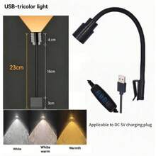 USB夾式水族 LED 聚光燈迷你魚缸植物生長燈，鋁製燈頭，3 種照明角度 15°/45°/90°，三色可調光，360° 靈活鵝頸管，高亮度景觀氛圍燈，適用於水族箱、爬寵、居家裝飾、節日禮物 - 黑色 - 查看 12