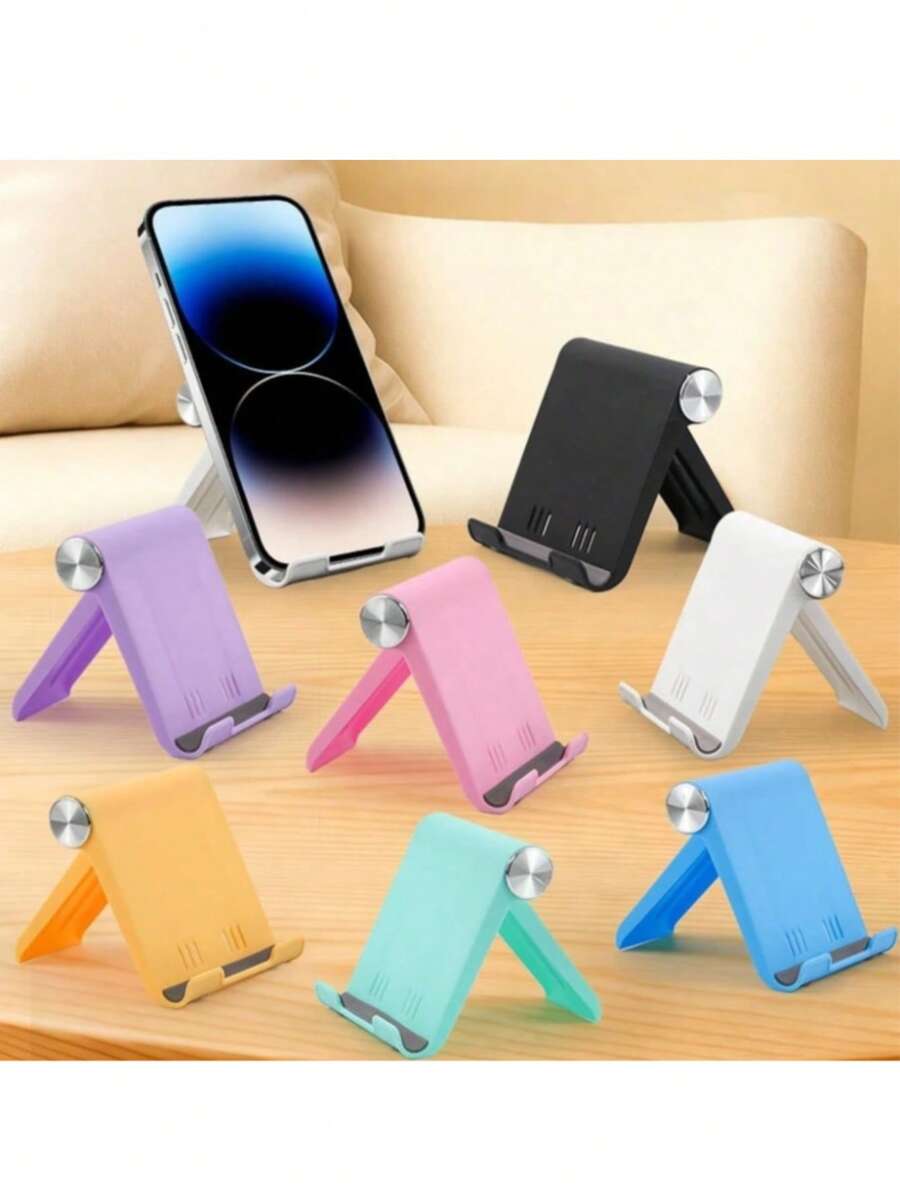 1pc Universal Adjustable Folding Desktop Phone And Tablet Stand, Portable Folding Phone Holder, Waterproof Desktop Base, Adjustable Angle Universal Stand, Desktop Storage, Home Office Daily Essential - Multiple Styles - View 1