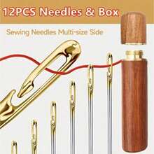 12Pcs Stainless Steel Easy To Thread Side Hole Sewing Needles, Handmade Sewing Needles For Elderly, DIY Home Craft Products - Multicolor - View 2