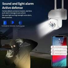 1080P HD Outdoor WiFi PTZ Security Camera, 2.4G Wireless Connection, 360° Panoramic Rotation, Human Tracking Motion Alarm, Two-Way Audio Intercom, Full Color Night Vision, Multi-User Family Sharing Remote Phone Viewing, Indoor Security Monitor - White - View 9