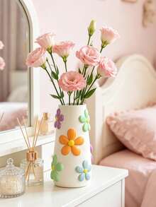 Pastel Flower Resin Vase, Colorful Floral Bud Vase, Cute Decorative Flower Vase For Pampas Grass, Dried Flowers & Small Plants, Aesthetic Home Decor, Boho Room Decor, Shelf Decor, Table Centerpiece, Living Room, Bedroom, Housewarming Gift - 1PC - View 8
