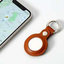 1個客製化圖案文字 Apple AirTag 相容皮革 PU 防丟追蹤器定位器鑰匙圈 寵物追蹤器皮革保護套 - 彩色 - 查看 3