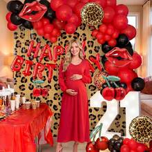 109pcs Leopard Print Party Decorations - Leopard Print Cherry Balloon Arch Set - Black And Red Leopard Print, Cherry Red Lip-Shaped Balloons - Suitable For Bridesmaid Birthday, Birthday Party, Baby Shower And Bachelorette Party - View 3