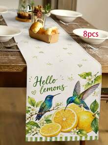 1pc Summer Lemon Pattern Table Runner, Placemat, Pillowcase. Pastoral Style, Spring/Summer Home Kitchen Decor, Suitable For Spring/Summer Home Kitchen Decoration And Party Decoration - Multicolor - View 17