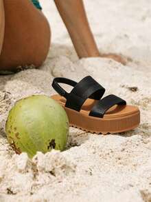 Platform Sandals For Women, Classy Summer Beach Water Sandals, Open Toe Comfortable & Lightweight, Casual Vacation Essentials Party Going Out Shoes - 黑棕色 - 查看 2