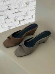 2026 Spring/Summer New Women's Mule Sandals With Mid-Thin Low Heel - Grey - View 3