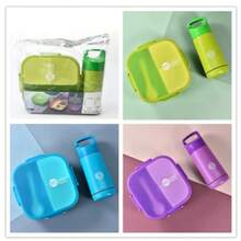 Lunchera Hermética Con Vaso Y Cubiertos Libre De Bpa, lonchera kids portatil BUEN PROVECHO - Morado Violeta - Ver 2
