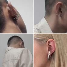 Clip On Huggie Earrings For Men Women Unisex Hypoallergenic Small Hoop Earrings,Non Pierced Conch Daith Helix Ring Hoop Rook Tragus Cartilage Earrings - NOT - View 5