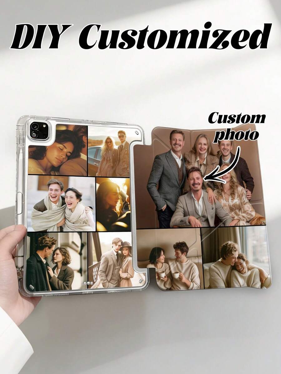 1 buah Casing Pelindung iPad Lipat yang Dapat Disesuaikan, DIY Kustomisasi Foto Keluarga/Teman/Pasangan, 11 Inci, Kompatibel dengan iPad Air 4/5 10.9 Inci, iPad 7/8/9 10.2 Inci, S6 10.4 Inci, Tablet Tab A7 Lite 8.7 Inci, Sampul Gaya , Hadiah Kembali ke Sekolah, Hari Valentine, Tahun Baru, Pernikahan - Putih - View 1