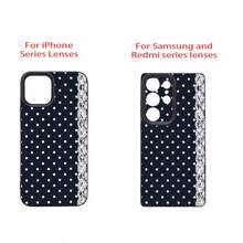 1pc TPU Material Navy Blue Polka Dot Lace Edge Pattern Phone Case Compatible With IPhone 17 Pro Max/17/16 Pro Max/15/13/12/11/ S20 FE/A15/S24/A55/ Note 11/Note 12/Note 13 Pro Full Coverage Anti-Drop Soft Shell Protective Cover - Black - View 7