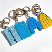 4pcs Set - Water Ripple Pool Swimmer Keychain, With Mini Lifebuoy Pool Diver Pendant, Summer Beach Travel Bag & Key Charm, Creative Fun Gift For Summer Lovers - Multicolor - View 5