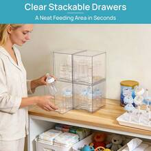 Vtopmart Stackable Storage Drawers, Acrylic Organizer With 24 Non-Slip Mats, Bathroom Organizer For Changing Table, Bathroom (5 Pack: Wide + Tall + Small) - 4-pack-height - View 3