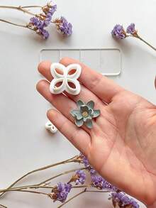 4/12Pcs Multi-Size Flower Petal Polymer Clay Cutters, 5/8/12mm Sizes With Acrylic Thickness Guides For Realistic Rose & Floral Earring Crafts - White - View 8