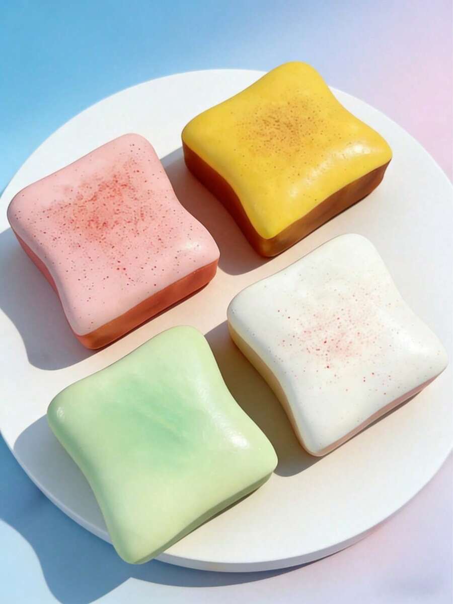 5cm Pale Yellow Cheese Toast Cream Simulation Soft Hand Toy For Adults 14+ Soft Dough Texture Silent Slow Rebound Stress Relief Office Desk Decor 2026 Popular Healing Small Ornament - Multicolor - View 1