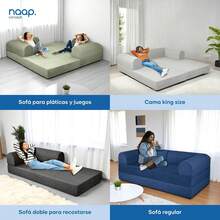 Sofá Cama de Chenilla Teddy |   Diseño Convertible |   Hecho 100% de Espuma |   Comodidad y Versatilidad |   200x100x65 cm (Marfil) - Marfil - Ver 9