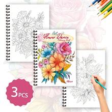 Tlenpo 3件/1套 成人著色書，含花卉、動物、街景圖案－1本30頁，11.2x8.3英吋，適合成人舒緩壓力、焦慮及其他情緒，節日禮物、返校禮物、聖誕禮物、萬聖節禮物，多種節日禮物的完美選擇（不含配件） - D - 查看 4