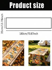 1/100pcs 35*180cm Autumn Decorative Table Runner, Cute Pumpkin Sunflower Maple Leaf Theme Tablecloth Halloween Table Decor, Seasonal Autumn Thanksgiving Kitchen Dining Table Decoration Home Decor, Indoor And Outdoor Use, Holiday Table Decor, Halloween Party Supplies. - Multicolor - View 10