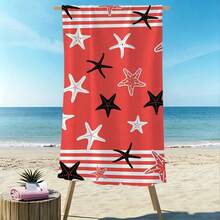 1pc Striped Turtle & Starfish Microfiber Beach Towel, Multiple Sizes Beach Blanket Sun Protection Towel, Lightweight, Suitable For Swimming, Camping, Sports, Beach Or Gym Beach Accessories | Modern Beach Towel | Durable Beach Mat, Beach Towel - Multicolor - View 6