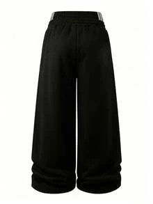 Men's Double Waistband Straight Leg Casual Fashion Pants, Summer Outdoor Hiking Minimalist Long Trousers - Black - View 3