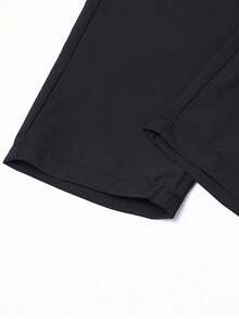 Men's Plus Size Thin Casual Sports Pants, Summer, Drawstring Pocket Zipper Design - Black - View 8