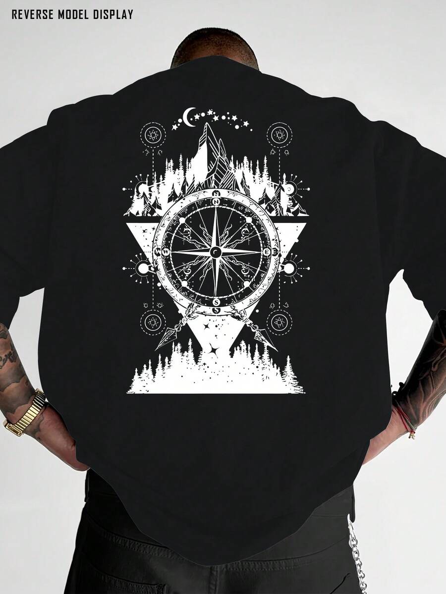 Camiseta casual de moda para hombre - corte regular, manga corta, cuello redondo, con varios estampados modernos, perfecta para ropa urbana o estilo diario, o como regalo. - Colores mezclados - Ver 1