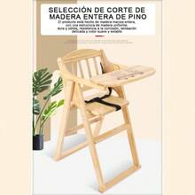 Folding Pine High Chair For Babies With Adjustable Harness - Beige - View 3